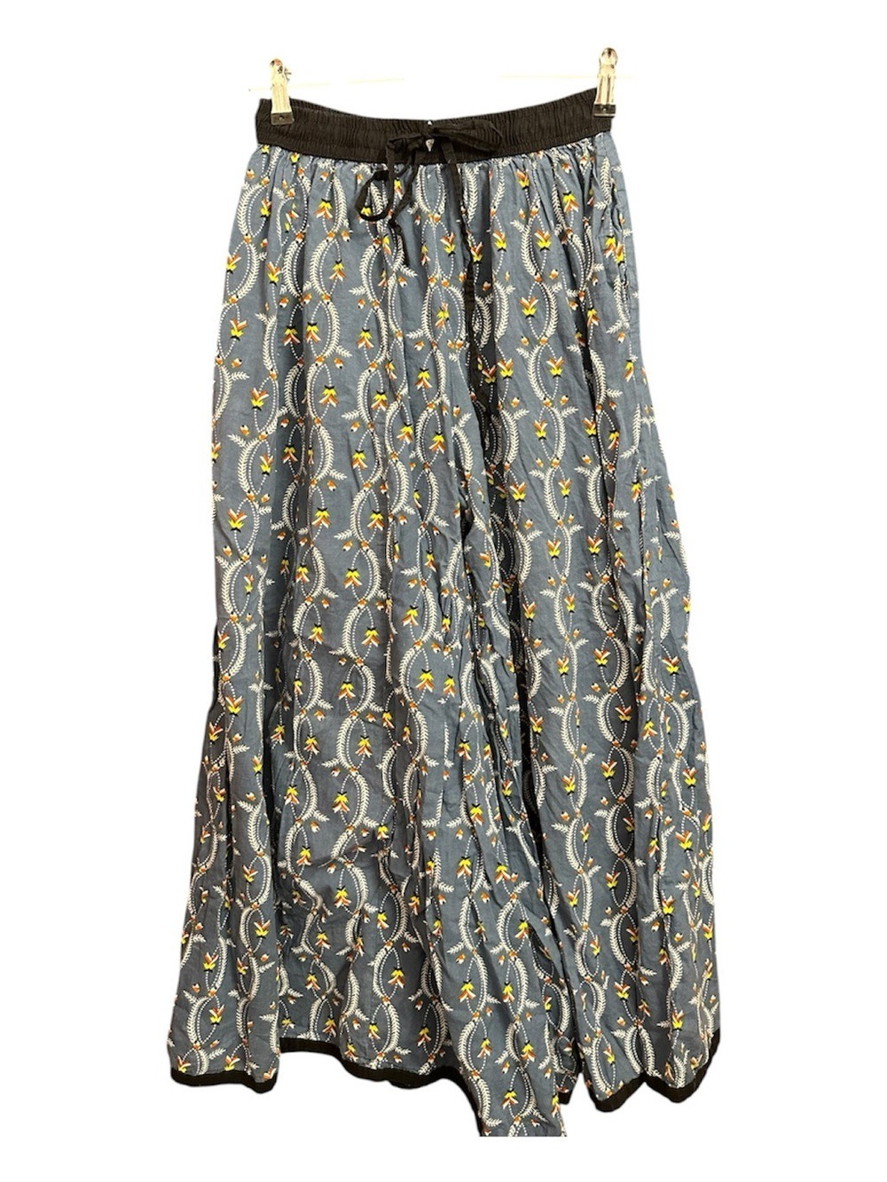 Ayasya Super Fun 70’s Inspired Palazzo Pants with Blue Floral Pattern - Picture 4 of 8